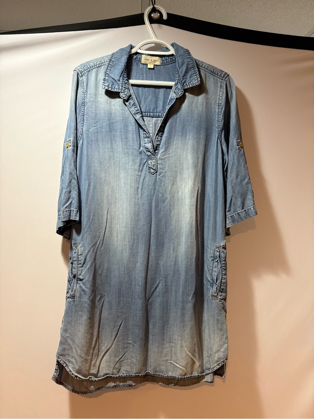 cloth & stone Light Wash Denim Mini Dress